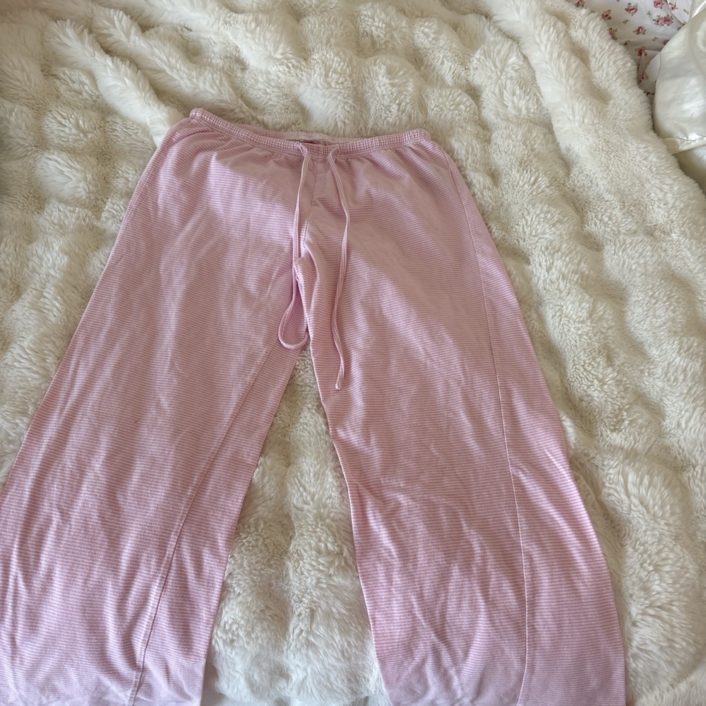 EDIKTED Pink & White Striped Drawstring Lounge Pants